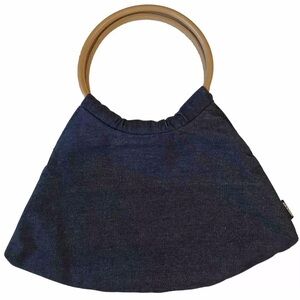 Joe Boxer Large Denim Heart Lined Shoulder Bag - Faux Leather Round Handles